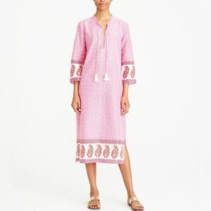 J.CREW Factory Cotton Printed Caftan Cover-up Pink Resort Wear Women’s Sz S